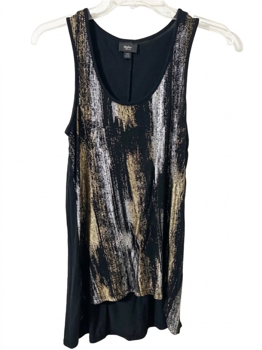 Mossimo Metallic Gold & Silver Abstract Print Tank Top, Size XS